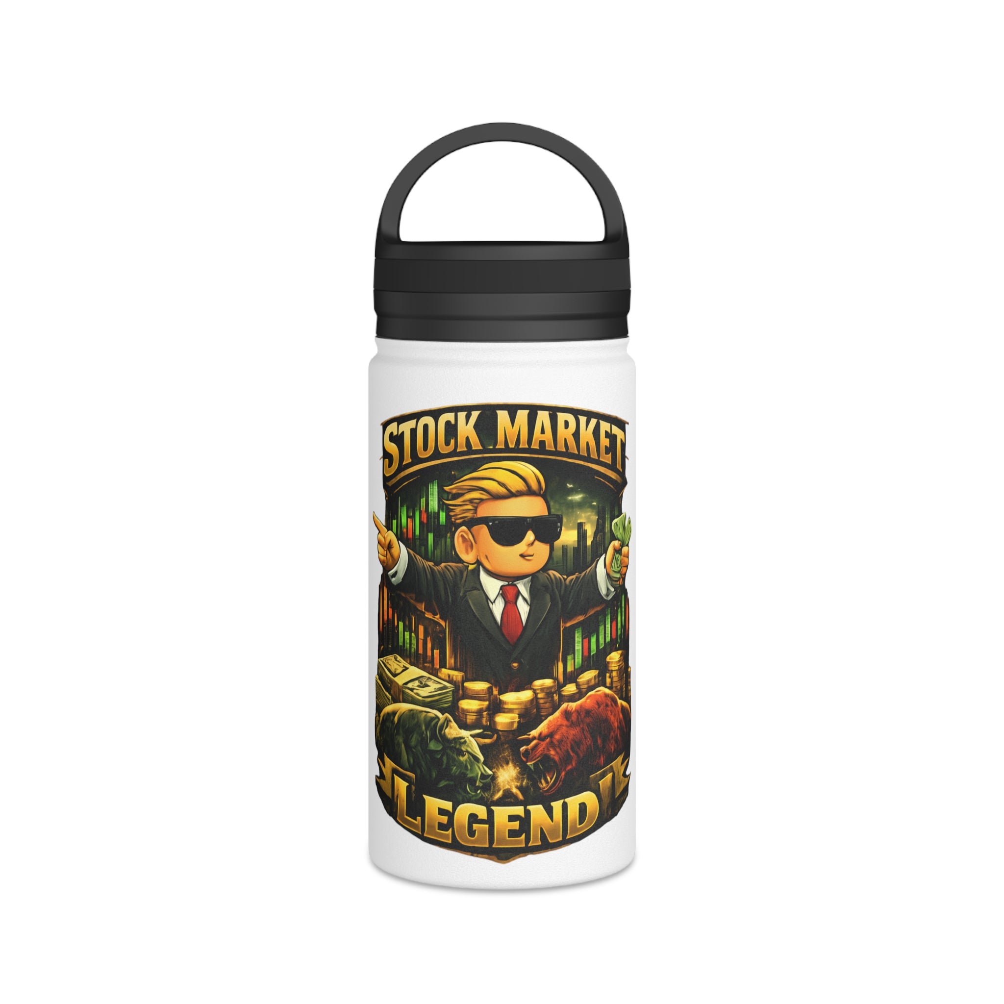 Stock Market Legend Stainless Steel Water Bottle — Handle Lid