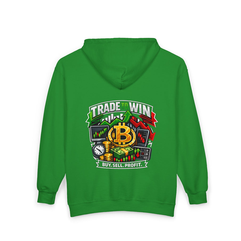 Trading Hoodie — "Trade to Win, Buy Sell Profit" Full-Zip Sweatshirt