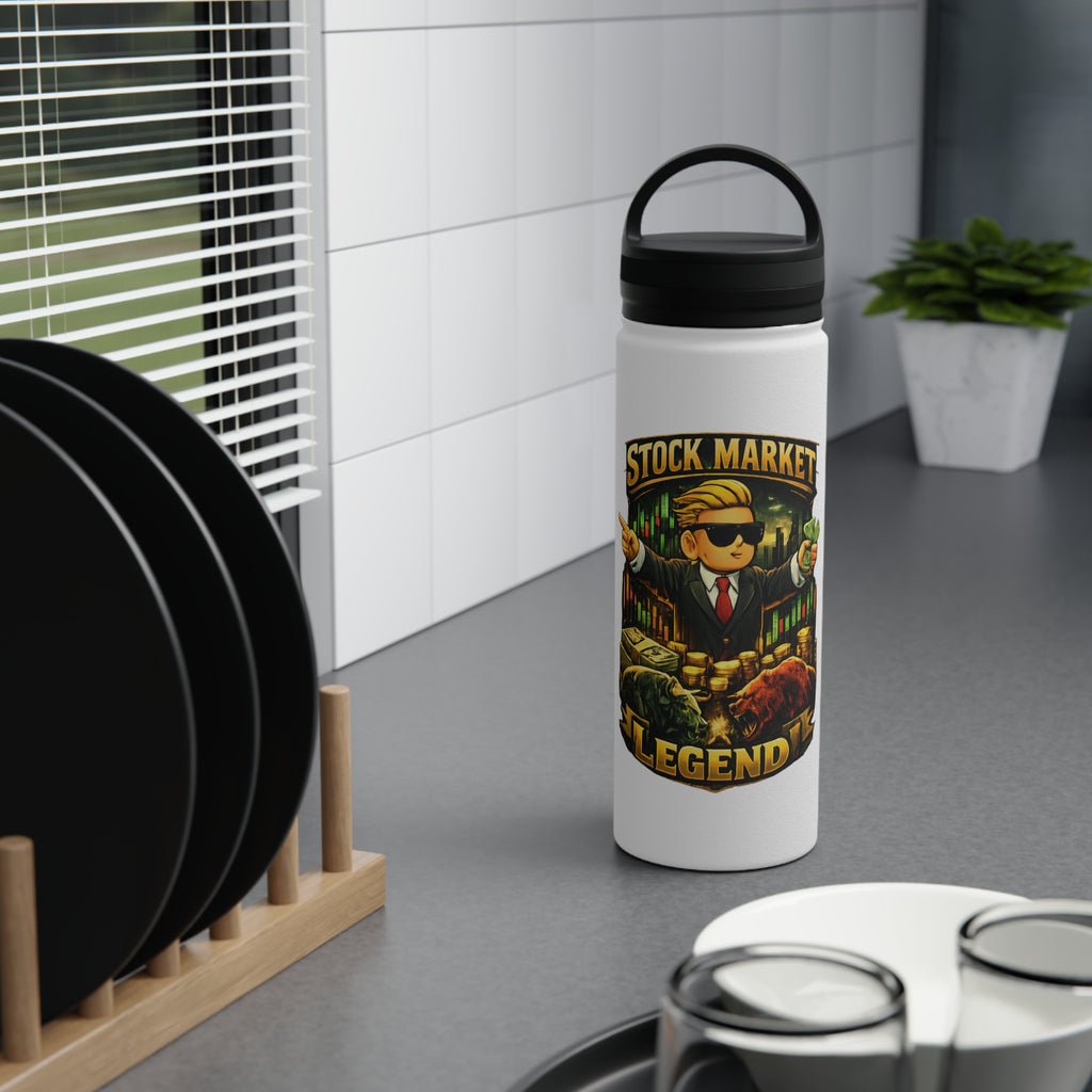 Stock Market Legend Stainless Steel Water Bottle — Handle Lid