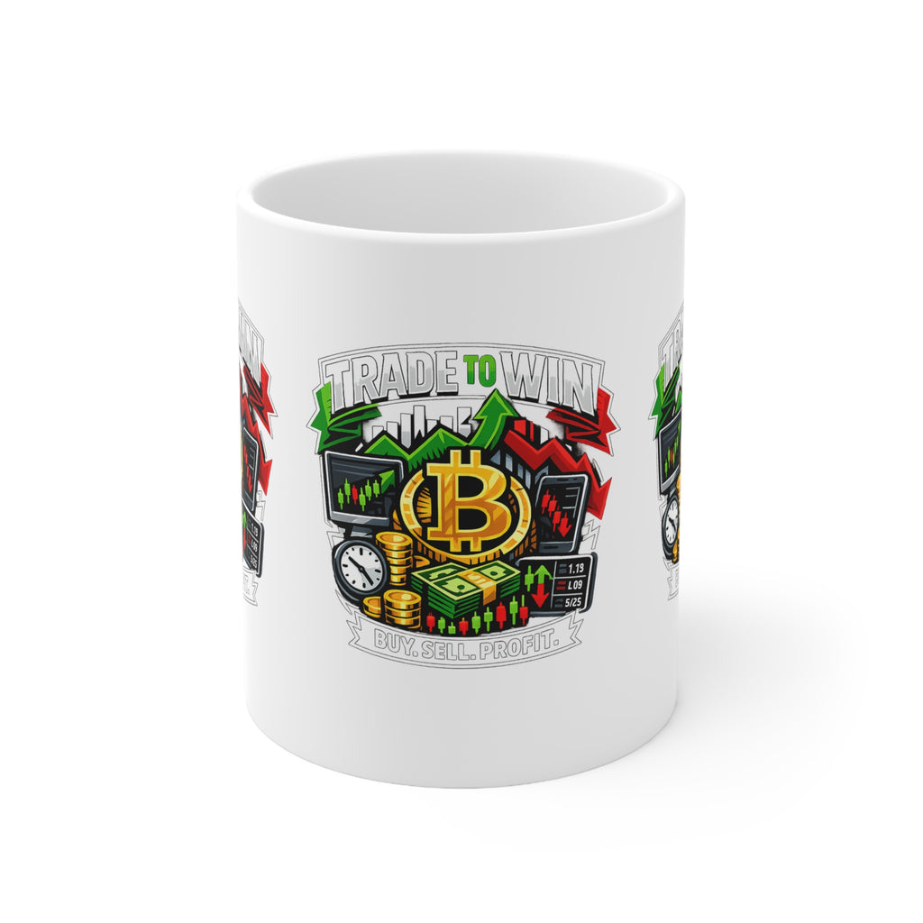 Trade to Win Bitcoin Coffee Mug — Crypto Trading 11oz & 15oz Ceramic Cup